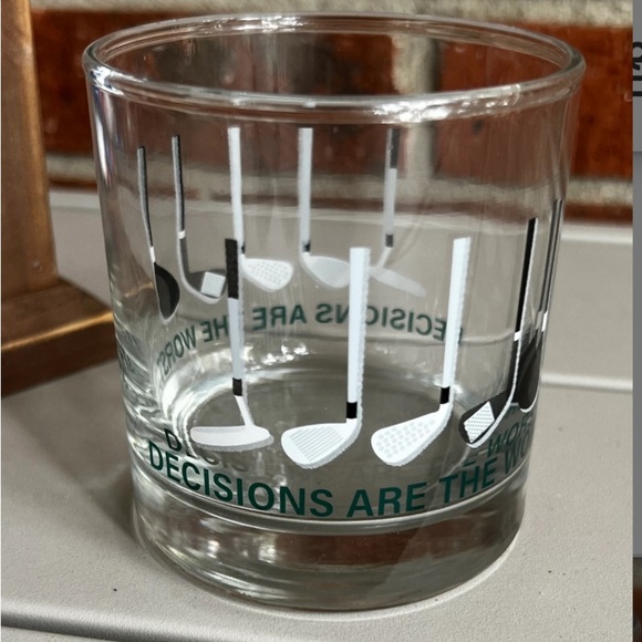 Golf Whiskey Glasses Set, Barware, Set of 2, Decisions are the Worst, NWT - Picture 2 of 8